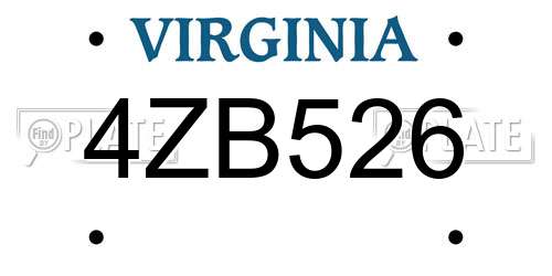 4ZB526 Virginia License Plate