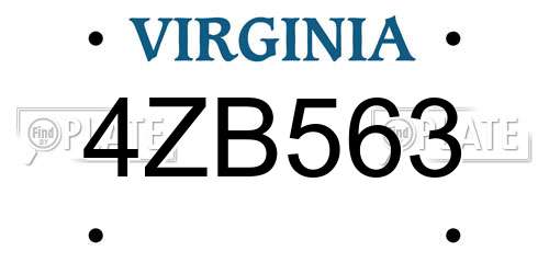 4ZB563 Virginia License Plate