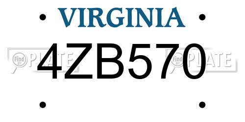 4ZB570 Virginia License Plate
