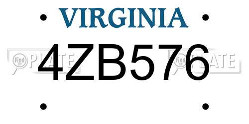 4ZB576 Virginia License Plate