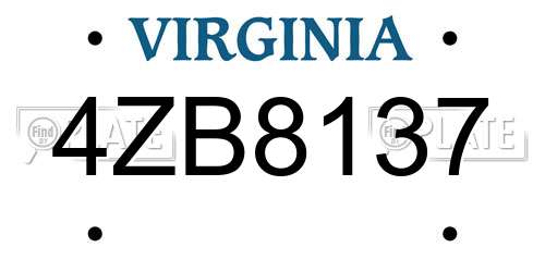 4ZB8137 Virginia License Plate