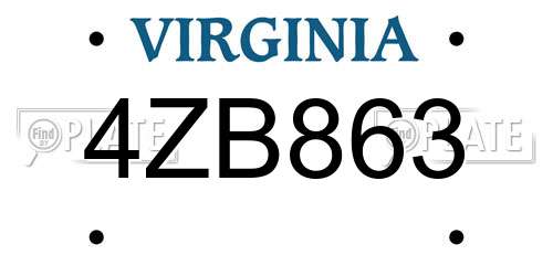 4ZB863 Virginia License Plate