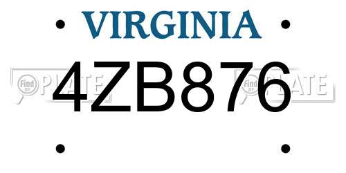 4ZB876 Virginia License Plate