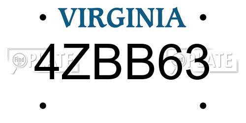 4ZBB63 Virginia License Plate