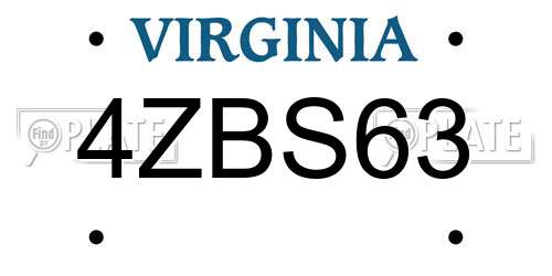 4ZBS63 Virginia License Plate