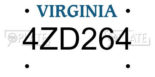 4ZD264 Virginia License Plate