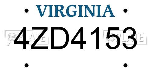 4ZD4153 Virginia License Plate