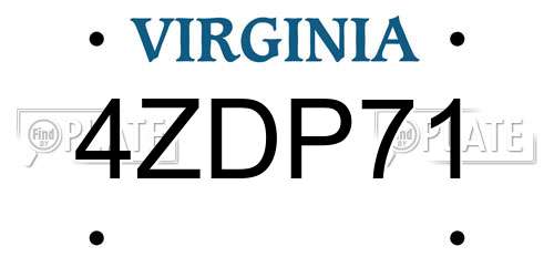 4ZDP71 Virginia License Plate