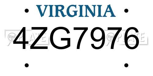 4ZG7976 Virginia License Plate