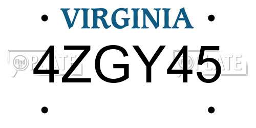 4ZGY45 Virginia License Plate