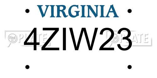 4ZIW23 Virginia License Plate