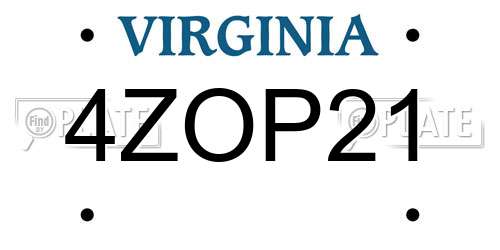 4ZOP21 Virginia License Plate