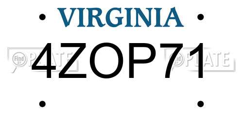 4ZOP71 Virginia License Plate