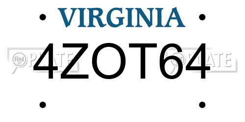 4ZOT64 Virginia License Plate