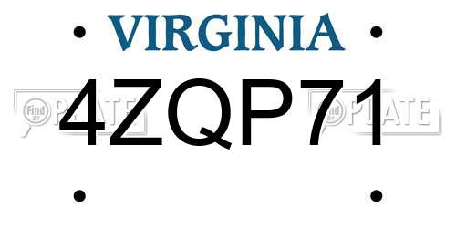 4ZQP71 Virginia License Plate