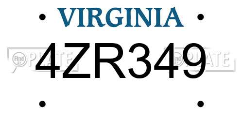 4ZR349 Virginia License Plate