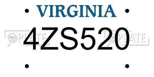 4ZS520 Virginia License Plate