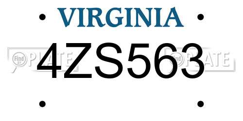 4ZS563 Virginia License Plate