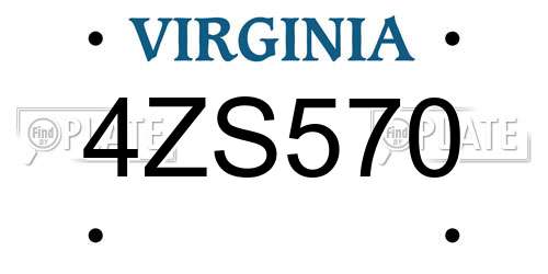 4ZS570 Virginia License Plate