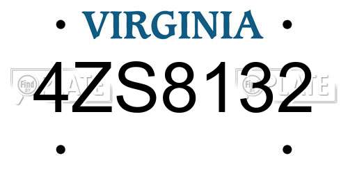 4ZS8132 Virginia License Plate