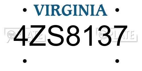 4ZS8137 Virginia License Plate