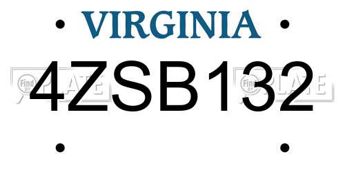 4ZSB132 Virginia License Plate