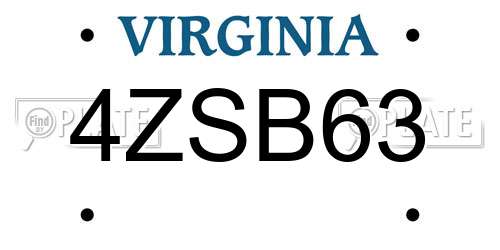 4ZSB63 Virginia License Plate