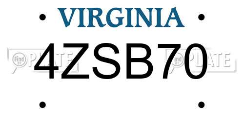 4ZSB70 Virginia License Plate