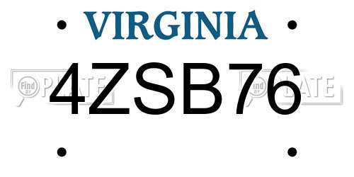 4ZSB76 Virginia License Plate