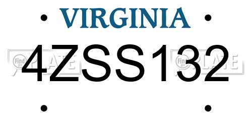 4ZSS132 Virginia License Plate