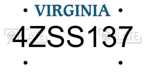 4ZSS137 Virginia License Plate