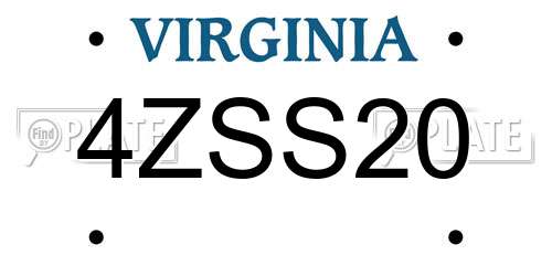4ZSS20 Virginia License Plate