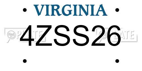 4ZSS26 Virginia License Plate