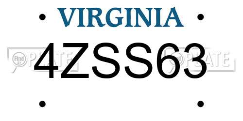 4ZSS63 Virginia License Plate