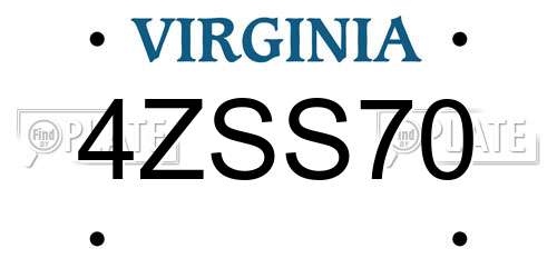 4ZSS70 Virginia License Plate
