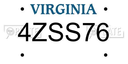 4ZSS76 Virginia License Plate