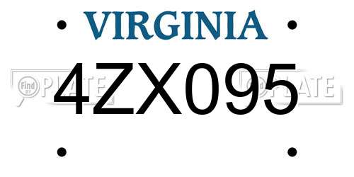 4ZX095 Virginia License Plate