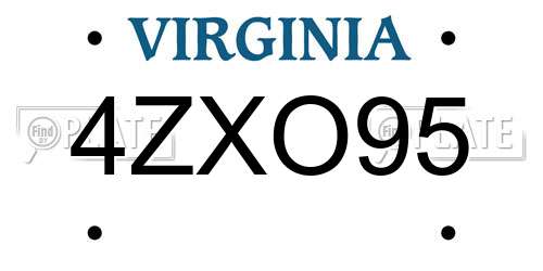 4ZXO95 Virginia License Plate