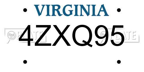 4ZXQ95 Virginia License Plate