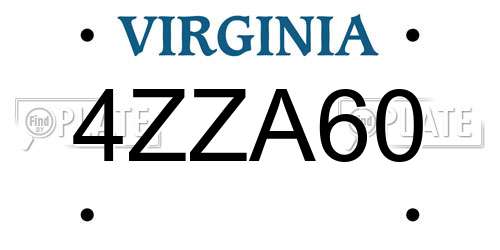 4ZZA60 Virginia License Plate