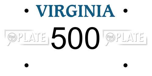 500 Virginia License Plate