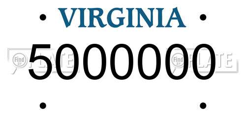5000000 Virginia License Plate