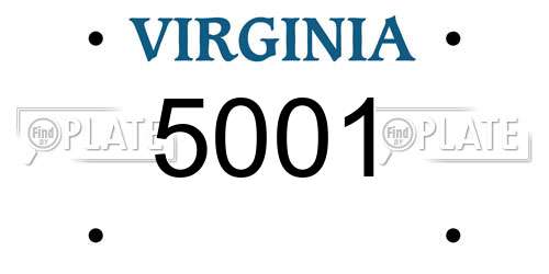5001 Virginia License Plate