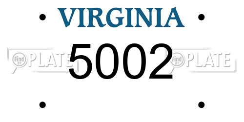 5002 Virginia License Plate