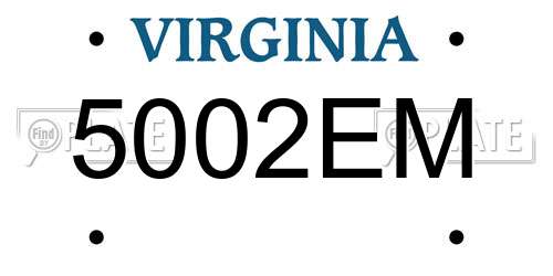5002EM Virginia License Plate