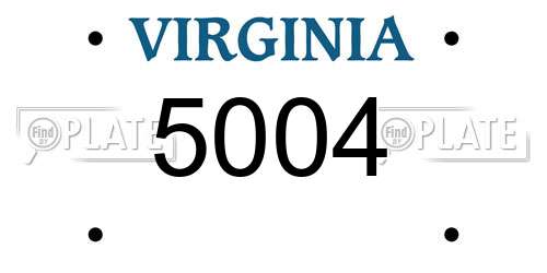 5004 Virginia License Plate
