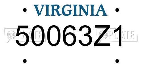 50063Z1 Virginia License Plate