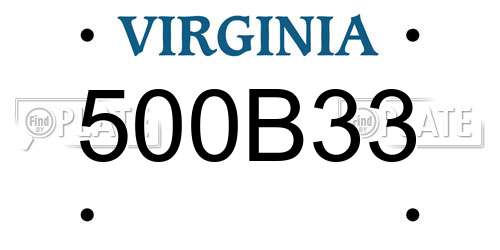 500B33 Virginia License Plate