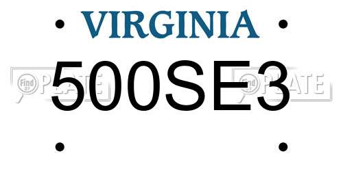500SE3 Virginia License Plate