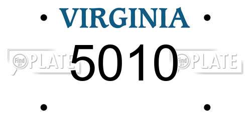5010 Virginia License Plate